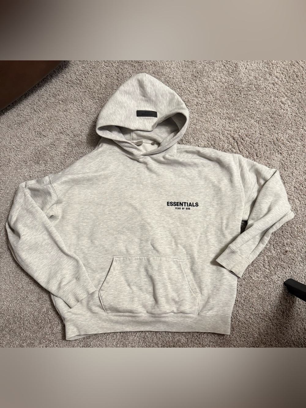Essentials Men's Heather Light Gray Hoodie with Subtle Logo